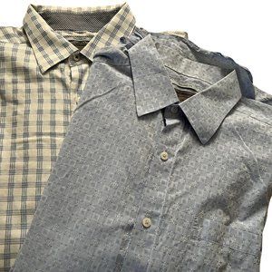 (2) Patterned Cotton Collared Shirts // Johnston & Murphy Men's Size XXL